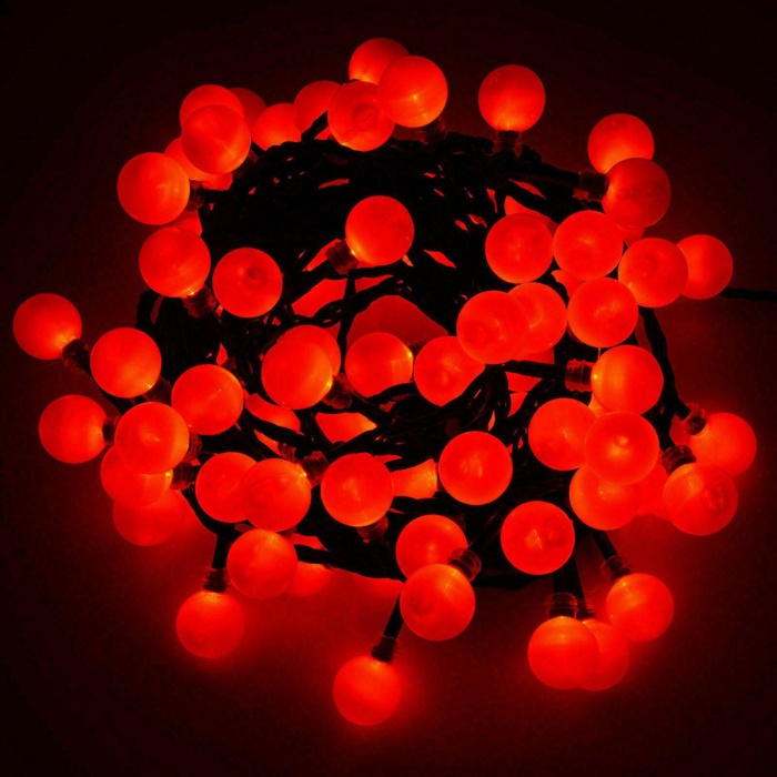 5 M 28 Led Kırmızı Işık Siyah Kablo Fişli