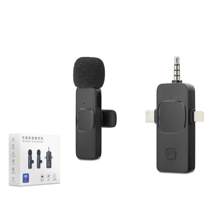 Kablosuz Mikrofon 3.5 Mm + Type-C + Lıghtnıng Siyah HDX2781