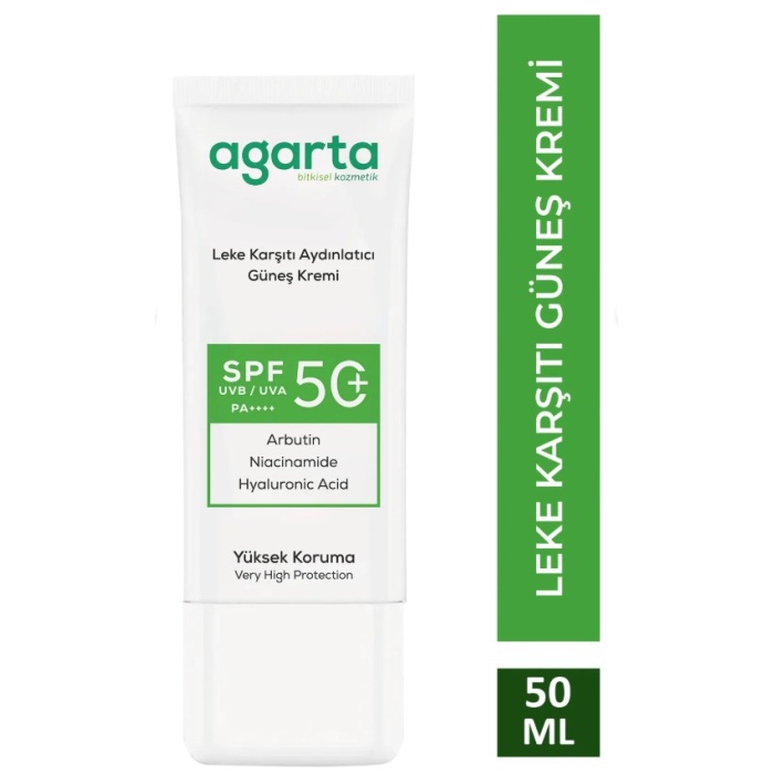 Agarta Doğal Güneş Kremi Leke Karşıtı Aydınlatıcı 50 SPF 50 ml