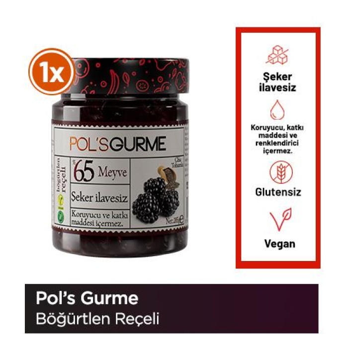 Pol’s Gurme Chia Tohumlu Şekersiz Böğürtlen Reçeli 285 Gr