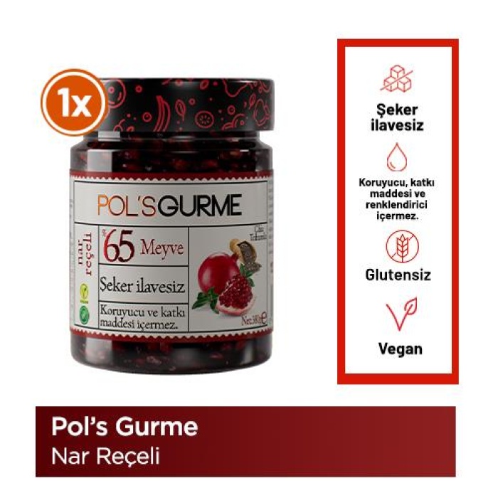 Pol’s Gurme Chia Tohumlu Şekersiz Nar Reçeli 380 Gr