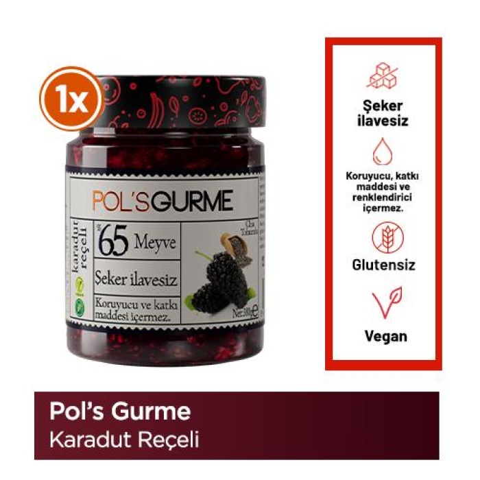 Pol’s Gurme Chia Tohumlu Şekersiz Karadut Reçeli 380 Gr