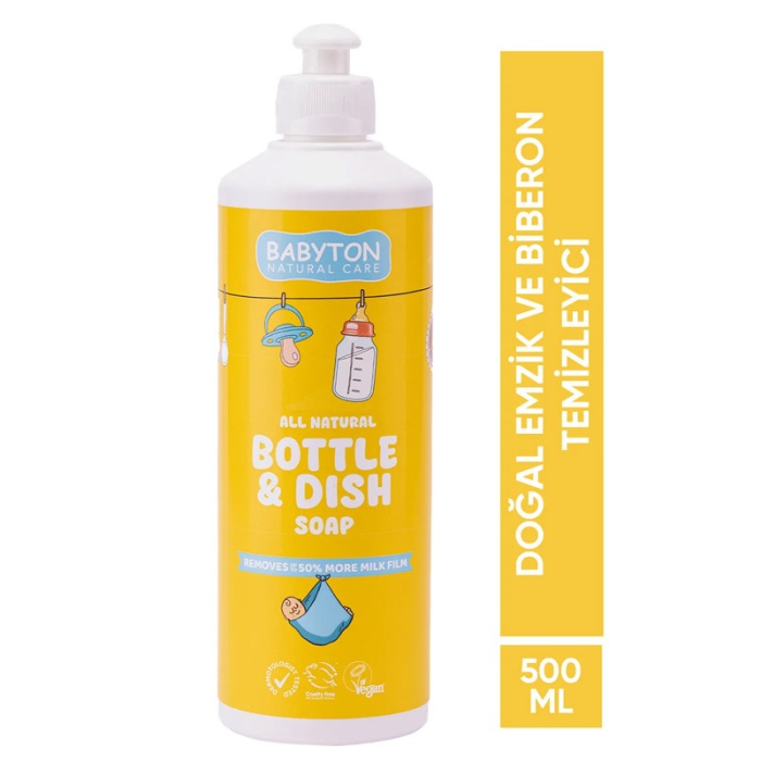 Babyton Doğal Emzik ve Biberon Temizleyicisi Bitkisel Elde Bulaşık Sabunu 500 ml
