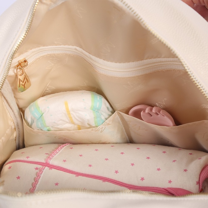 MY Dust Deri Anne Bebek Bakım Sırt Çantası 7130 Krem
