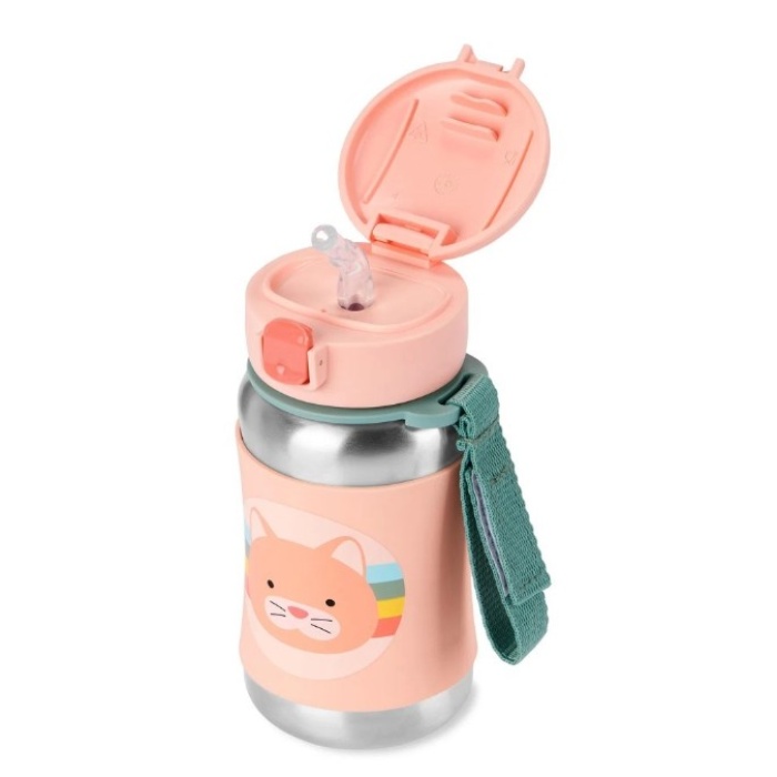 Skip Hop Zoo Pipetli Paslanmaz Çelik Suluk 350 ml Kedi