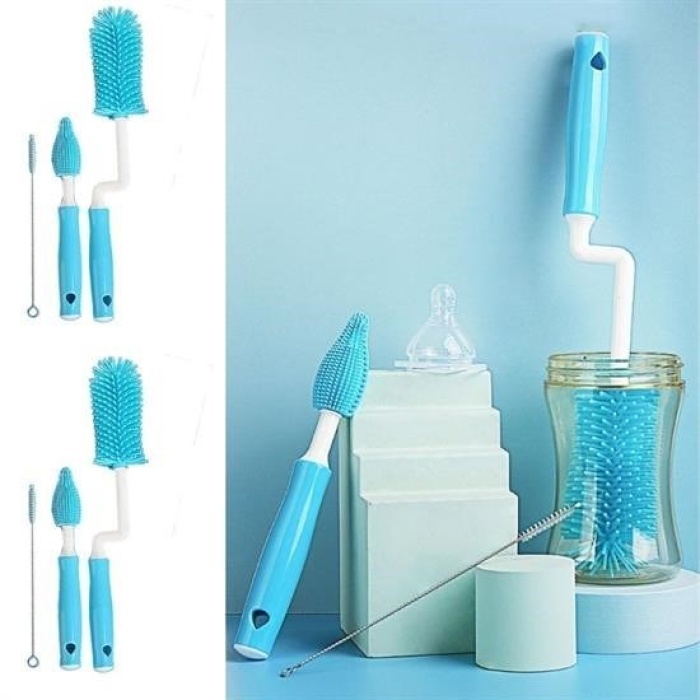BUFFER® Silikon Uçlu Ekstra Yumuşak Kıllı Sağlam Kavanoz Bardak  Şişe Ve Biberon Temizleme Fırçası