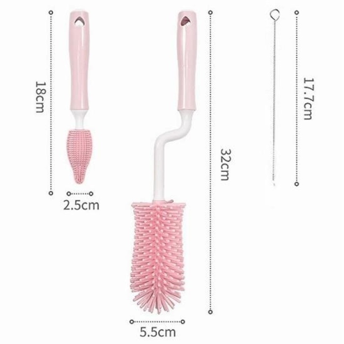 BUFFER® Silikon Uçlu Ekstra Yumuşak Kıllı Sağlam Kavanoz Bardak  Şişe Ve Biberon Temizleme Fırçası