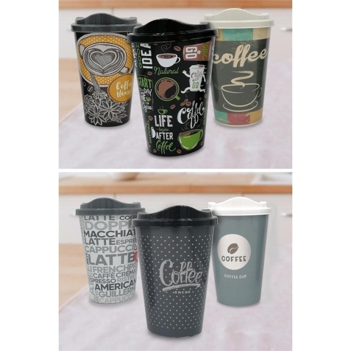 BUFFER® 3 Adet Kahve Bardağı Seti Dekoratif Plastik Kahve Muhafaza Bardağı