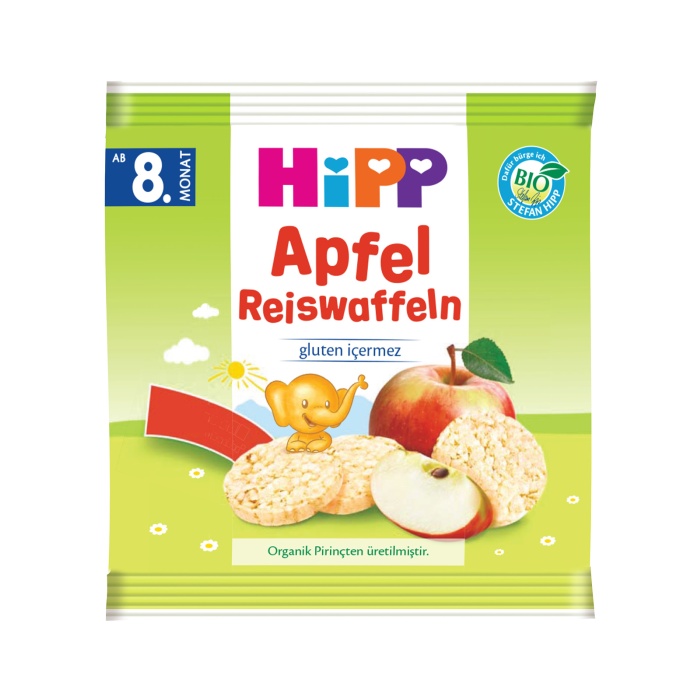 Hipp Organik Elmalı Pirinçli Bebek Gofreti 30 Gr