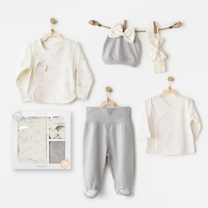 Andywawa AC26250 Baby Bow Bliss 5li Hastane Çıkışı Ekru