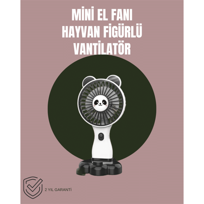 Hayvan Figürlü Mini El Fanı – USB Şarjlı Sessiz Vantilatör