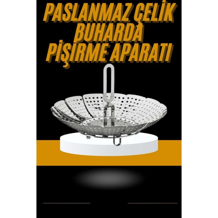 Sebze Haşlama Sepeti Paslanmaz Çelik Katlanabilir Buharda Pişirme