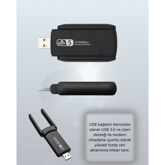 USB 3.0 Wireless Adaptör – 2.4GHz & 5GHz Destekli
