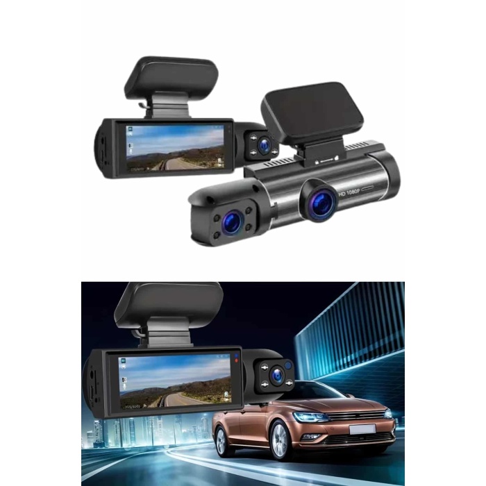 Araç İçi Full Hd Kamera Ön ve Arka Kameralı Ekranlı Araç Kamerası