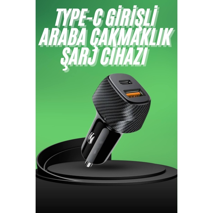 Type-C Girişli Araba Çakmaklık Şarj Cihazı 38W Oto Çakmaklık