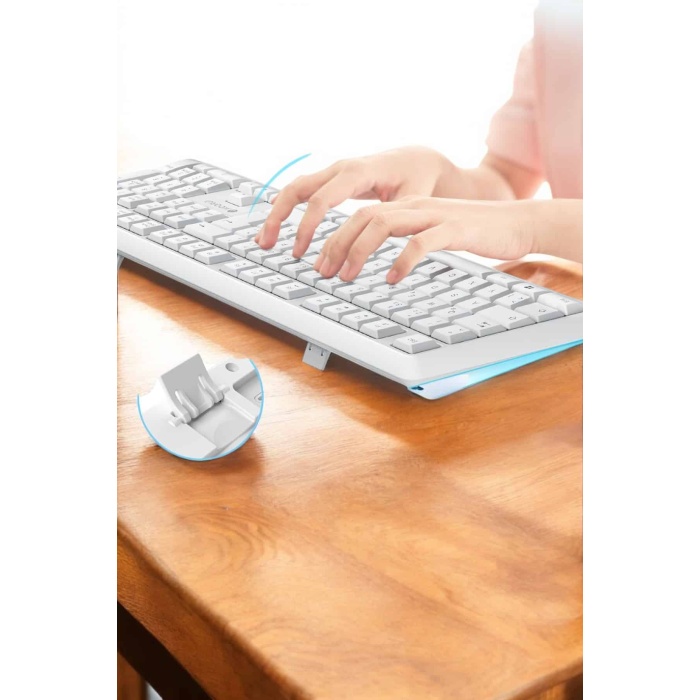 Q Klavye Beyaz Klavye Ve Mouse Seti Kablosuz USB Girişli