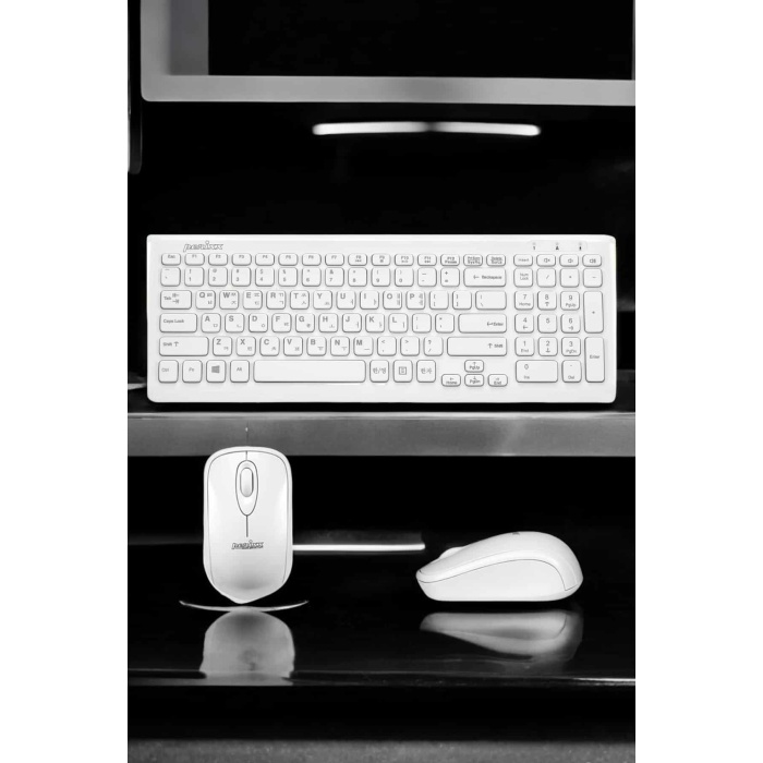 Q Klavye Beyaz Klavye Ve Mouse Seti Kablosuz USB Girişli