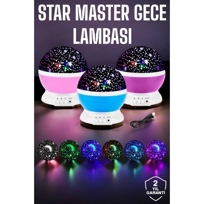 Mavi ve Mor Işıklı Projeksiyon Lambası