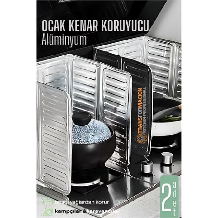  Ocak Kenar Koruyucu 2 Lİ Alüminyum Levha - Ev Kamp Karavan Ocak Koruyucu