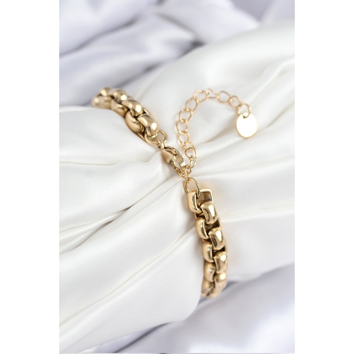 316L Çelik Halat Zincir Model Gold Renk Kadın Bileklik - TJ-BB7830