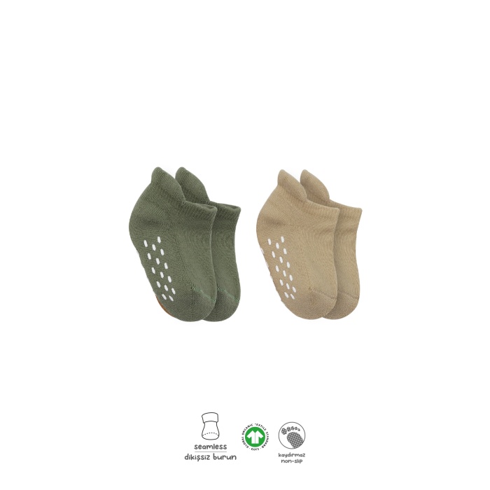 Bistyle 2Li Altı Havlu Sneakers Kaymaz Çorap 20501 Nil Bej