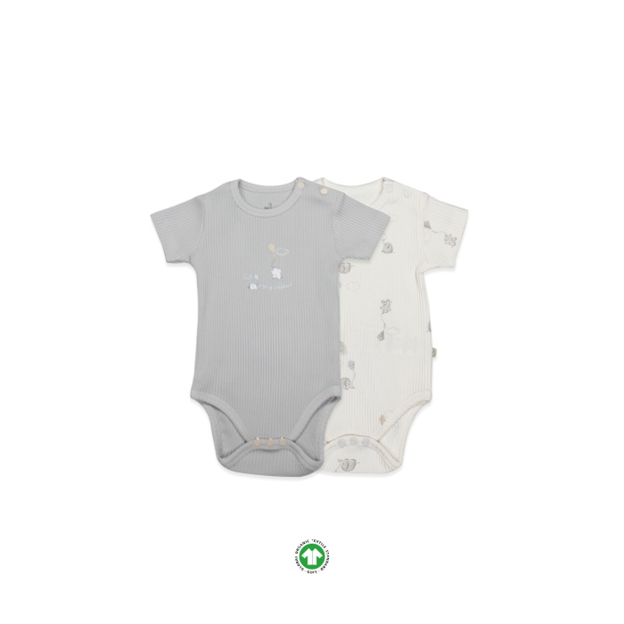 Bistyle Flying Elephant Yarım Kol 2Li Body 17116 Ekru Gri