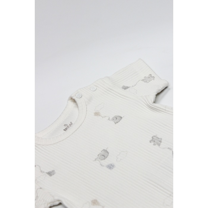 Bistyle Flying Elephant Yarım Kol 2Li Body 17116 Ekru Gri