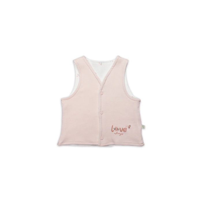 Bistyle Grow İn Love Çift Taraflı Bebe Yelek 18102 Pembe Ekru