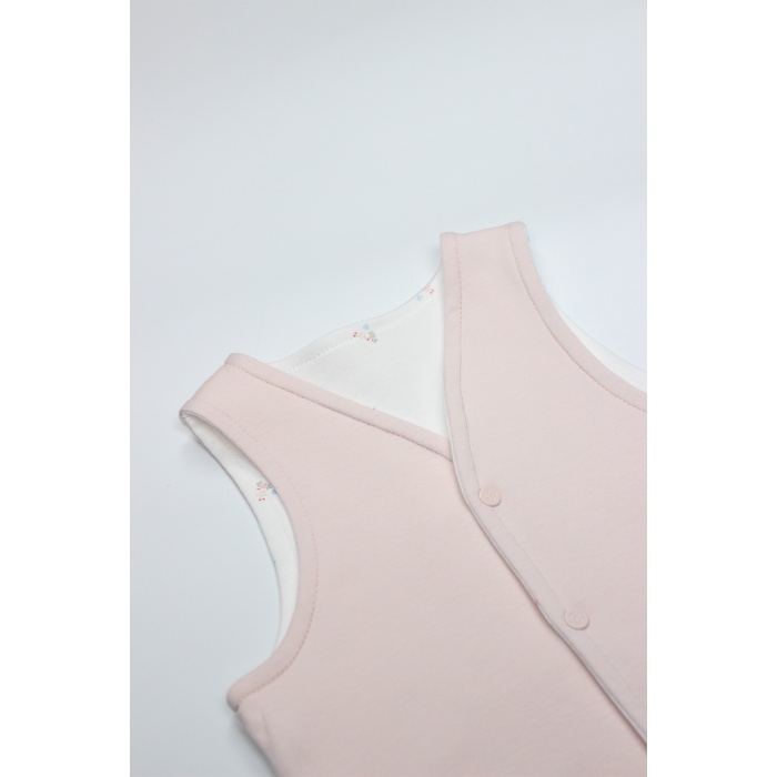 Bistyle Grow İn Love Çift Taraflı Bebe Yelek 18102 Pembe Ekru