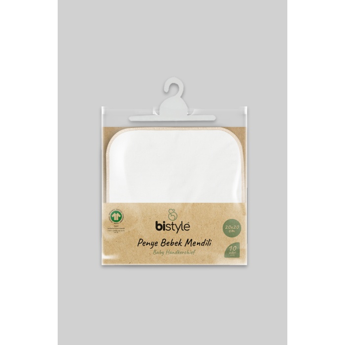 Bistyle Organik 20x20 10Lu Penye Mendil 90102 Ekru