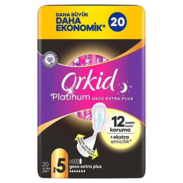 Orkid Ultra Platinum Gece Ekstre Plus Ped 20Li