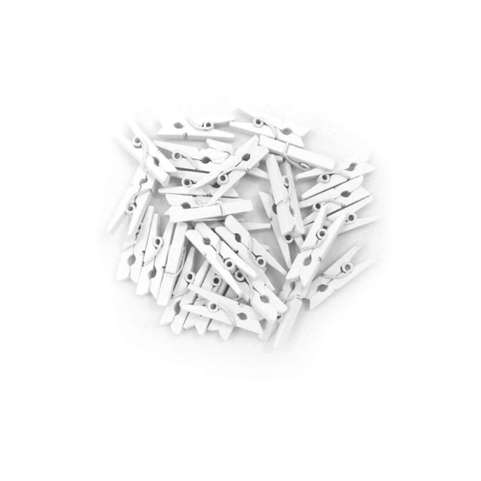 100lü Beyaz Ahşap Mandal 2.5cm (10lu Paket-1000 Adet)