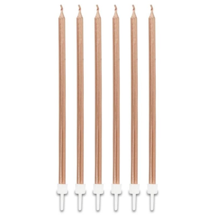 Soft Pembe Renk Uzun Pasta Parti Mumu 6 Adet 16 cm