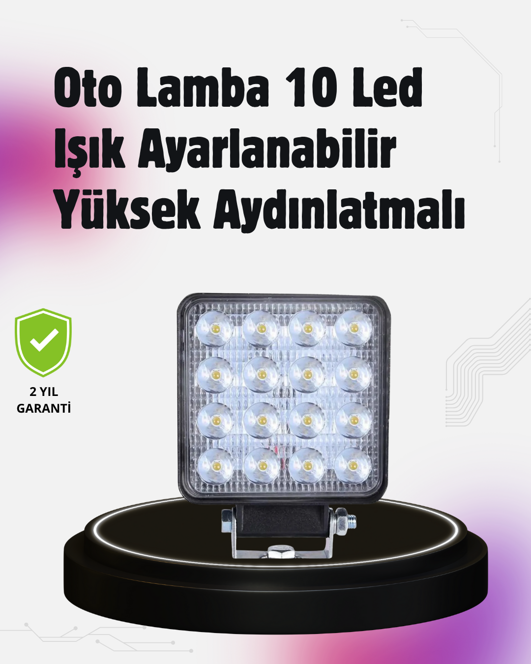 16 LED Beyaz Işık Far | Uzun Ömürlü, Enerji Verimli, Geniş Aydınlatma Açısı
