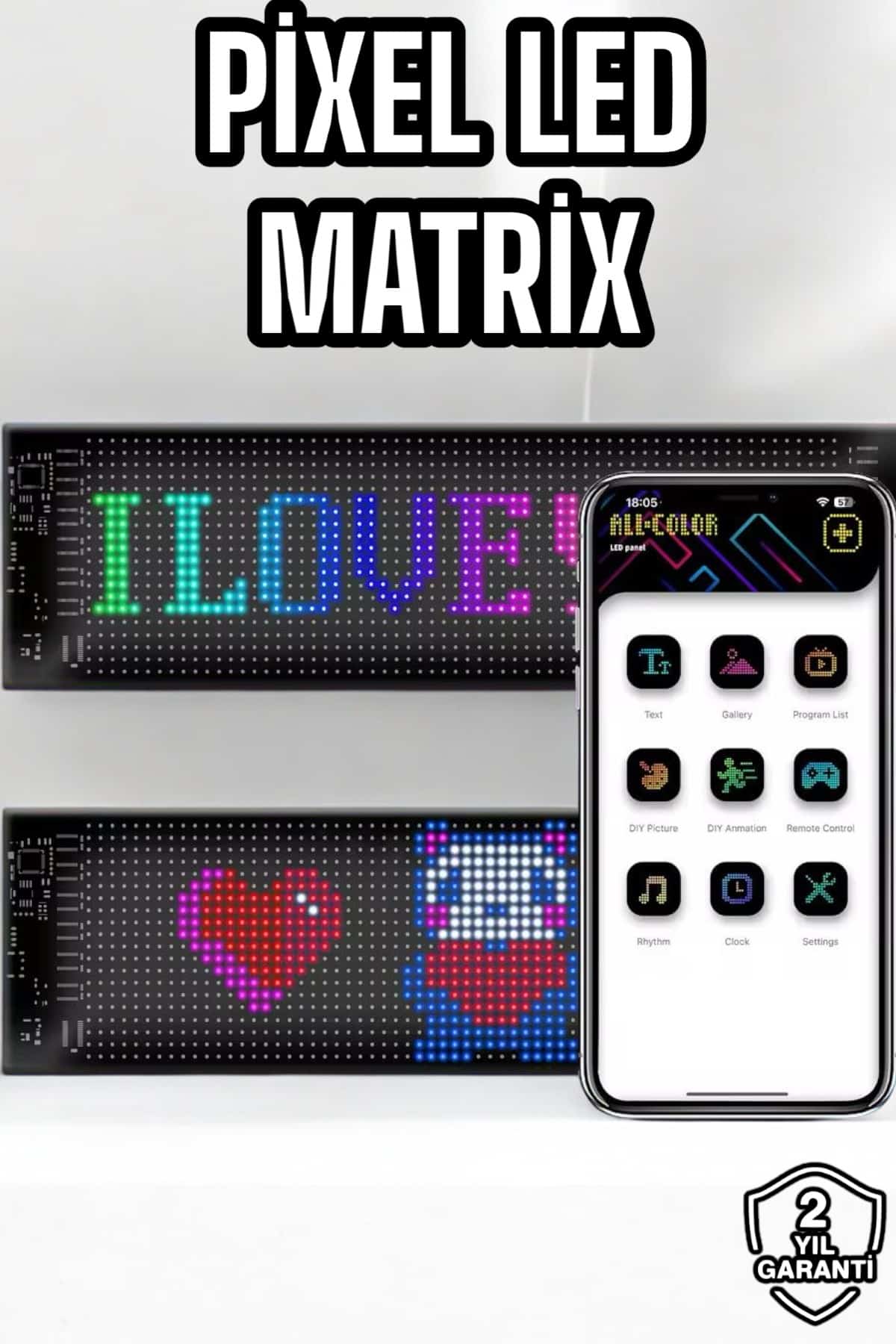 Otomobil Uyumlu Led Matrix Dijital Ekran Bluetooth Bağlantılı 16X24