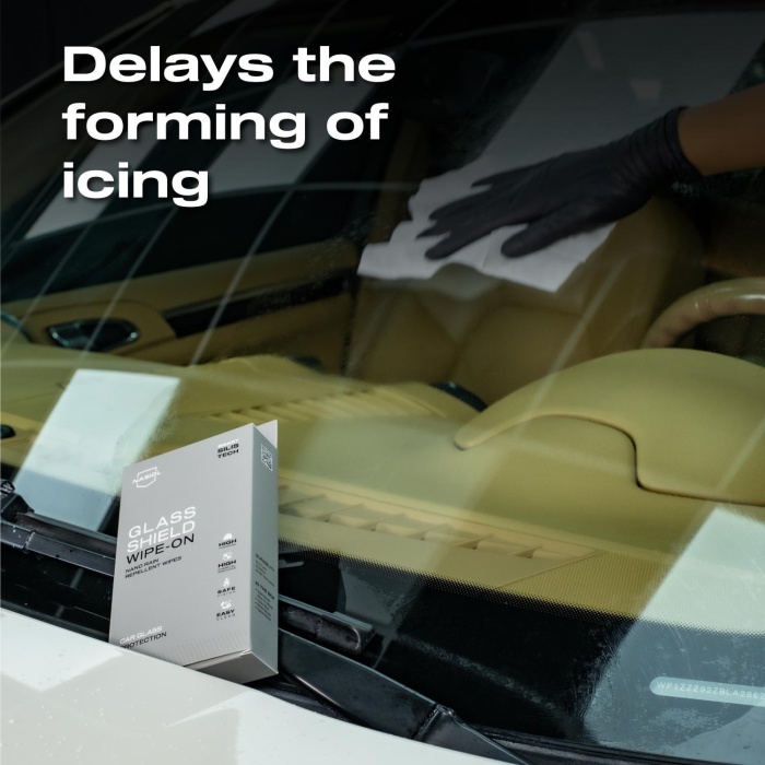 Nasiol Glasshield Wipe-On Nano Yağmur Kaydırıcı Mendil-Cam Yüzey Seramik Kaplama-1 Yıl Dayanım