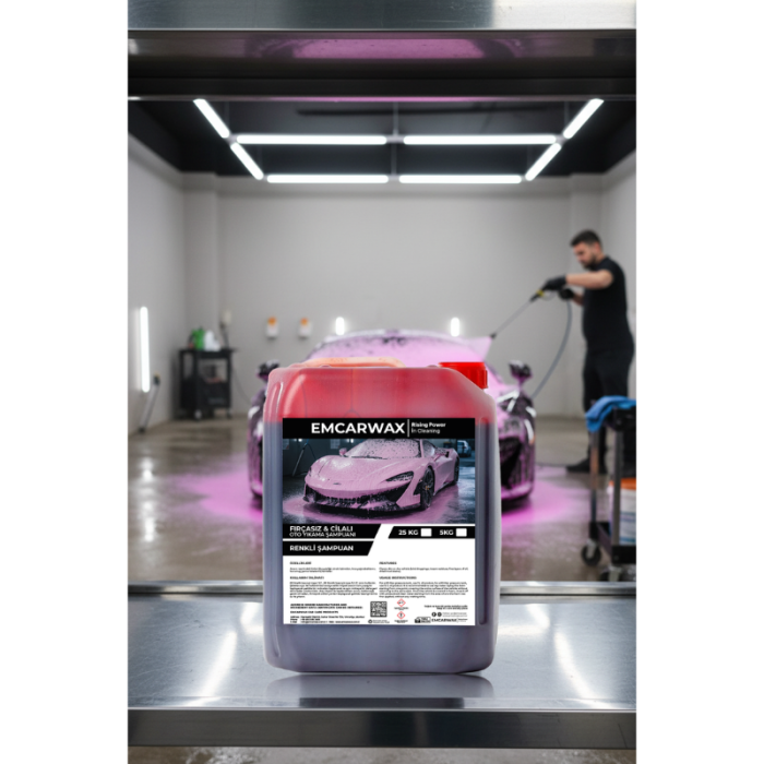 Emcarwax Pembe Renkli Cilalı Oto Yıkama Şampuanı 5 LT