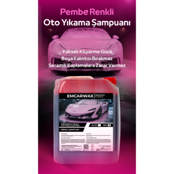 Emcarwax Pembe Renkli Cilalı Oto Yıkama Şampuanı 5 LT