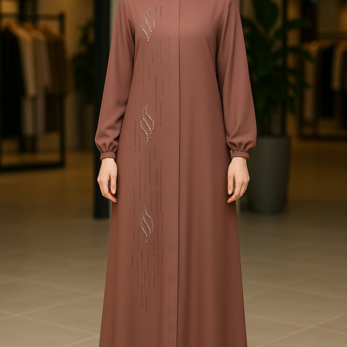 Pembe 25012 Kolu Taşlı Ferace