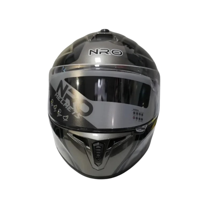 NRO PARLAK SİYAH GRI FULL KASK