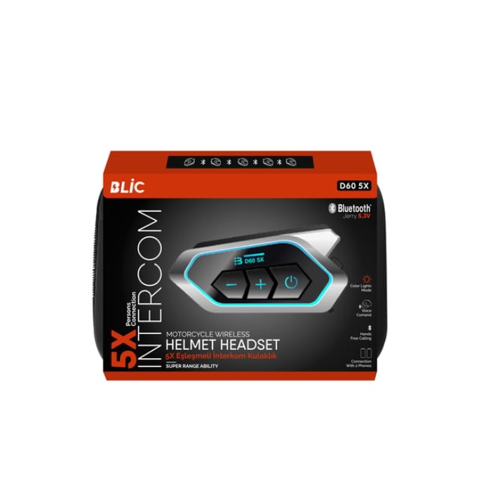 D60 5X Motosiklet Kask Kulaklığı Bluetooth 5 Bağlantılı Intercom