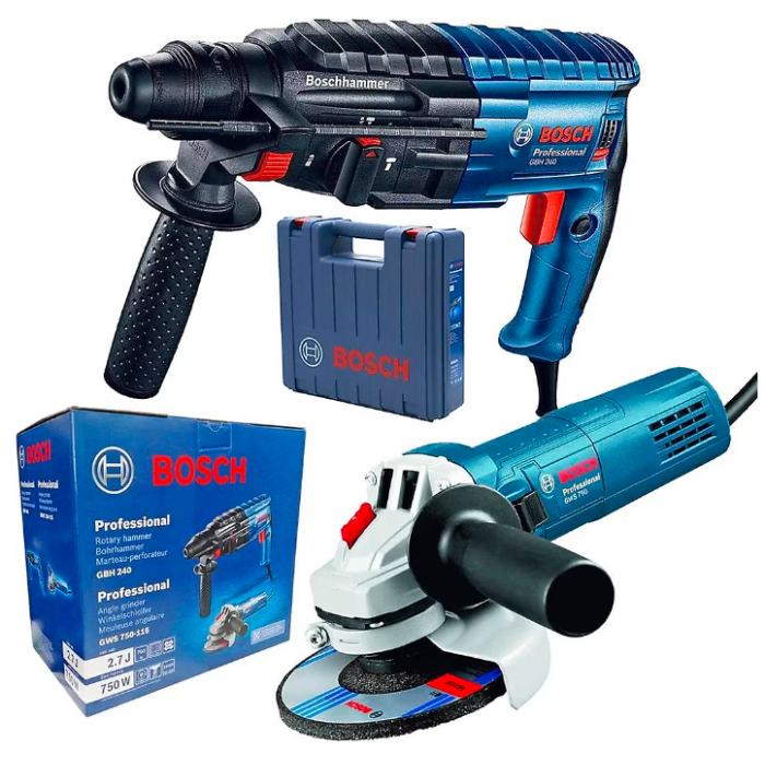 Bosch GBH 240 Kırıcı Delici + GWS 750-115 Taşlama Elektrikli El Aleti Seti