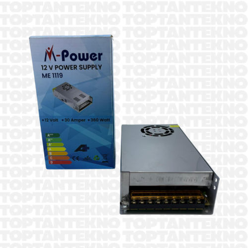 M-Power ME 1119 12V 30A Metal Kasa Adaptör 360W Fanlı