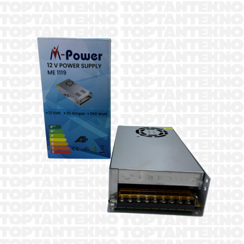 M-Power ME 1119 12V 30A Metal Kasa Adaptör 360W Fanlı