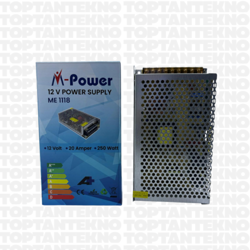 M-Power ME 1118 12V 20A Metal Kasa Adaptör 250W Fanlı