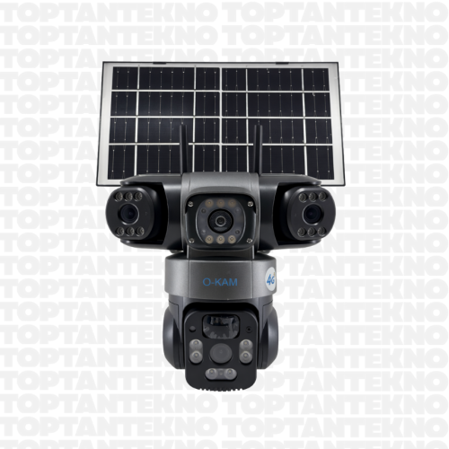 O-KAM 6060 4G 9MP Üç Lens Solar Panel Ptz Güvenlik Kamerası