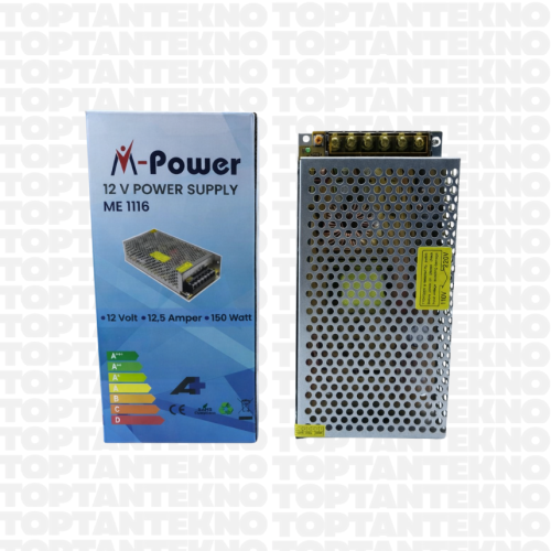 M-Power ME 1116 12V 12,5A Metal Kasa Adaptör 150W Fanlı