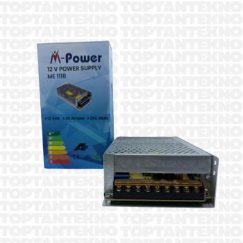 M-Power ME 1118 12V 20A Metal Kasa Adaptör 250W Fanlı