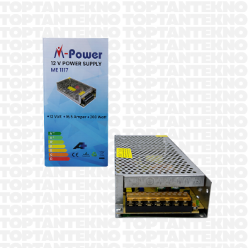 M-Power ME 1117 12V 16,5A Metal Kasa Adaptör 200W Fanlı