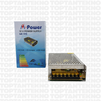 M-Power ME 1115 12V 10A Metal Kasa Adaptör 120W Fanlı